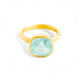 Marie-Hélène De Taillac 22K Yellow Gold Light Blue Green Tourmaline Princess Ring