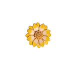 Marie-Helene de Taillac 22K YG Enamel Pink & Yellow Sunflower Ring on white background.