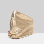 Side view of platino fanta shoulder bag on white background, with no model shown.