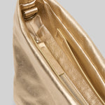 Zipper view of platino fanta shoulder bag on white background, with no model shown.