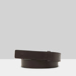 Front view of dark brown marsell men's saldo belt on white background, with no model shown.