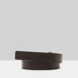 Front view of dark brown marsell men's saldo belt on white background, with no model shown.