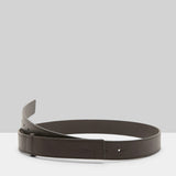 Side view of dark brown marsell men's saldo belt on white background, with no model shown.