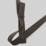 Belt Loop view of dark brown marsell men's saldo belt on white background, with no model shown.