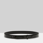 Open view of black marsell men's contorno belt on white background, with no model shown.
