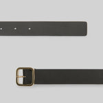 Open alternate view of black marsell quadra belt on white background, with no model shown.
