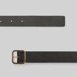 Open alternate view of black marsell quadra belt on white background, with no model shown.