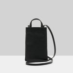 Front view of black marsell sportina porta cellulare on white background, with no model shown.