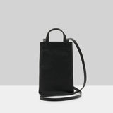 Front view of black marsell sportina porta cellulare on white background, with no model shown.