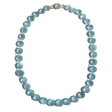20K Yellow Gold Milky Aquamarine Cabochon 18.5"  Lady Like Necklace