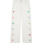 Front view of white straight leg jean on white background, with no model shown.