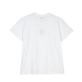 Back view of white sun embroidered melange tee on white background, with no model shown.