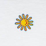 Front closeup view of sum embroidered melange tee, with no model shown.
