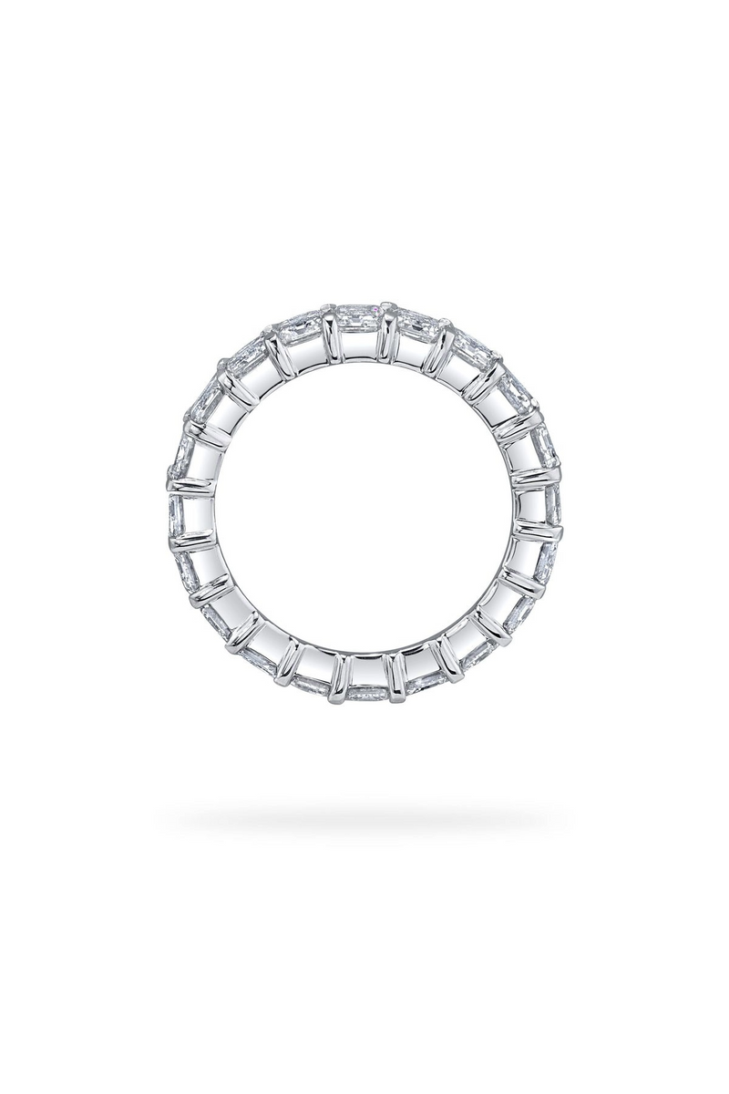 18K White Gold Small "Monty" Emerald Cut Eternity Band