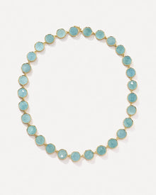 Classic 18K Yellow Gold 18" Necklace Set with Rose Cut Fine Aquamarine
