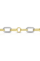 14K Yellow Gold and Silver Mixed Link Chain with Diamonds Necklace
