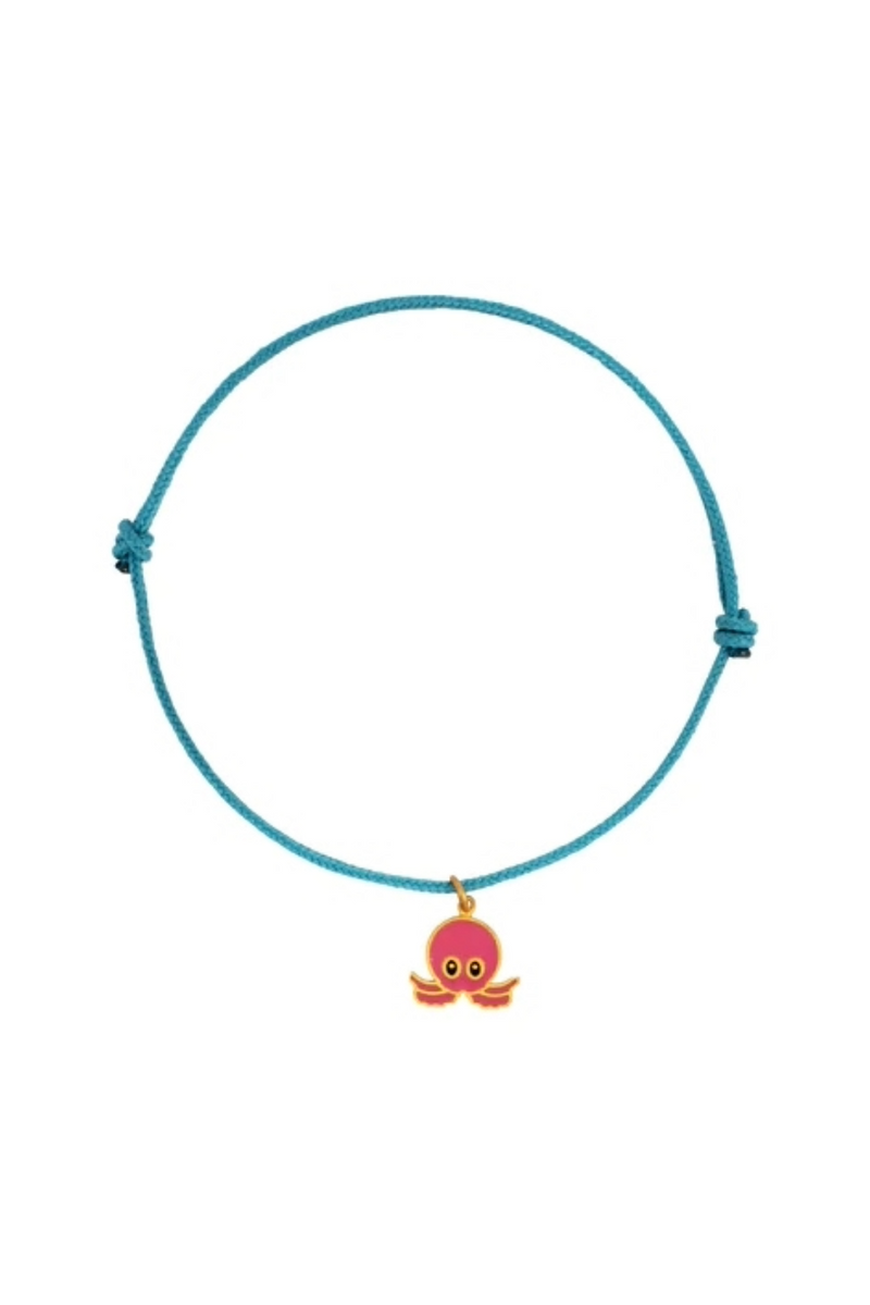 22K Yellow Gold Enamel Octopus Charm Bracelet