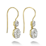 18K White and Yellow Gold Double Old Euro Drop Earrings