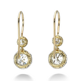 18K White and Yellow Gold Double Old Euro Drop Earrings