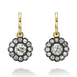 18K Yellow Gold Old Euro Daisy Earrings