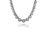 Old Euro Graduating Diamond Tennis 16" Necklace Set in Platinum