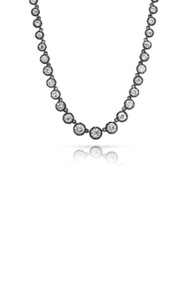 Old Euro Graduating Diamond Tennis 16" Necklace Set in Platinum