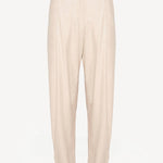 Front view of cream sarouel pant on white background, with no model shown.