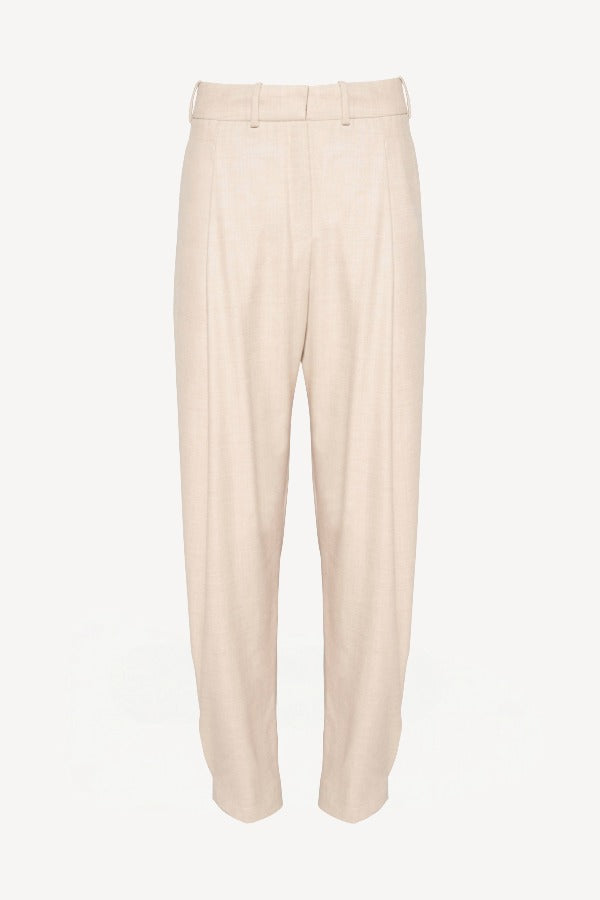 Front view of cream sarouel pant on white background, with no model shown.