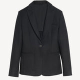 Front view of black blazer on white background, with no model shown.