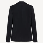 Back view of black the blazer on white background, with no model shown.