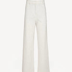 Front view of gris melange boot cut jersey pant on white background, with no model shown.