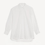 Front view of white superfine poppelin cotton shirt on white background, with no model shown.