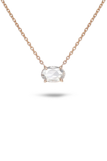 14K Rose Gold Oval Rose Cut Diamond Necklace