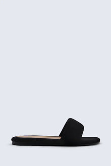 Garnier padded slides in satin fabric