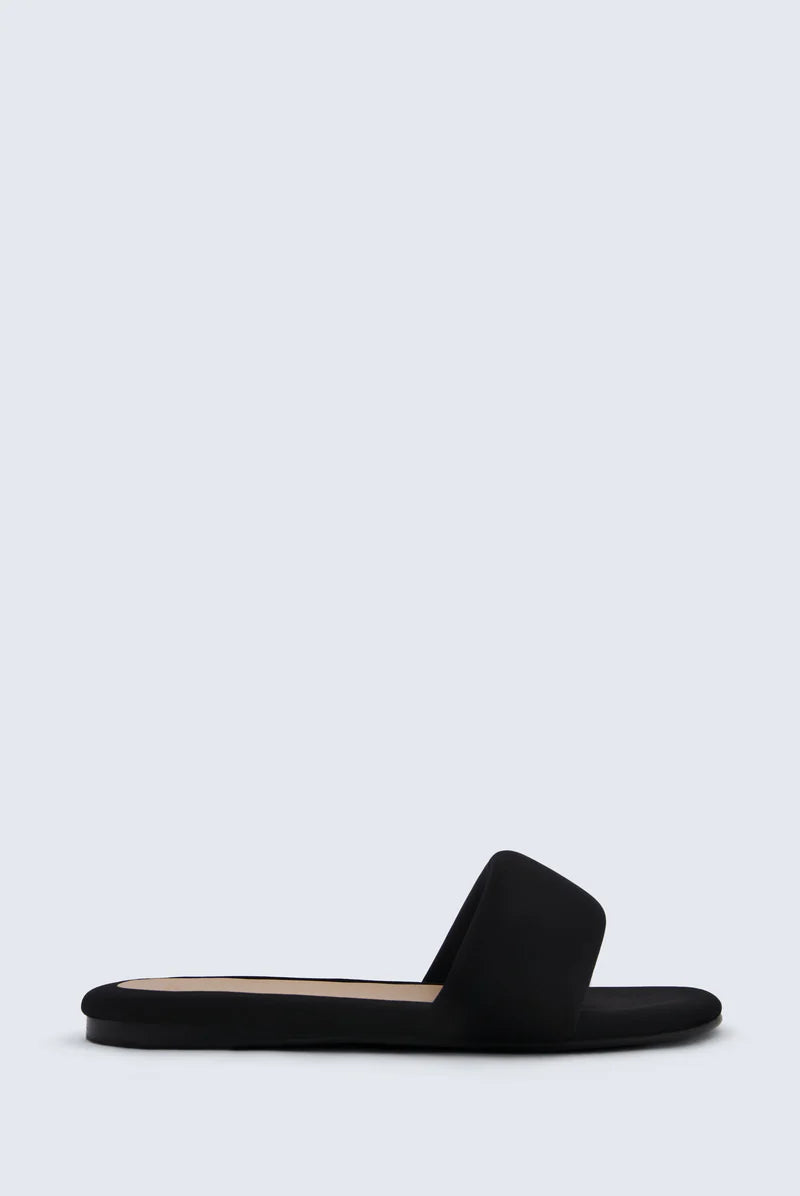 Garnier padded slides in satin fabric