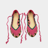 Kashura Crochet Ballerina Flat in Dragonfruit Pink