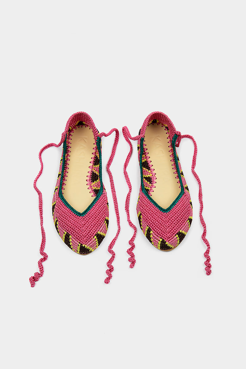Crochet Ballerina Flat  - Dragonfruit Pink