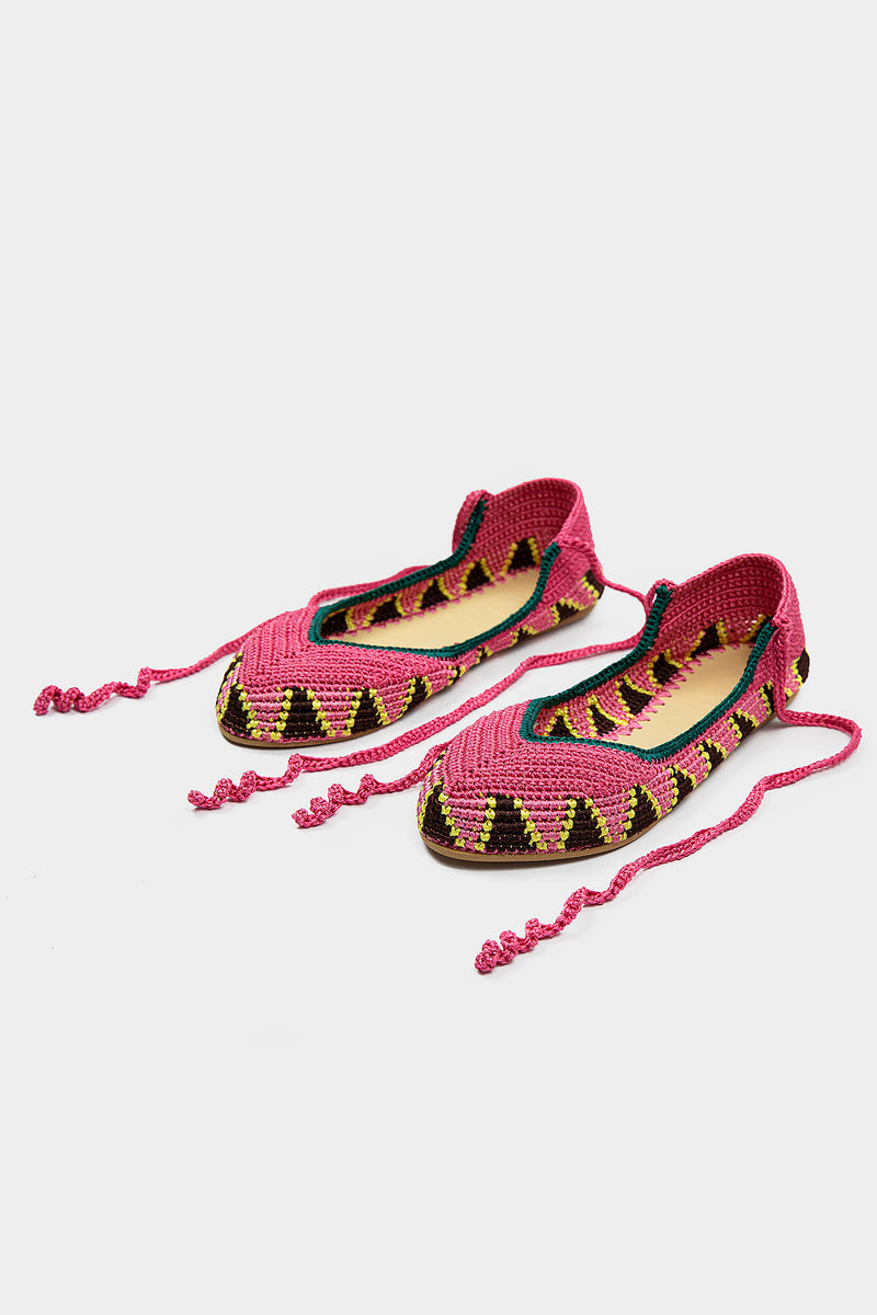 Crochet Ballerina Flat  - Dragonfruit Pink