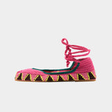 Kashura Crochet Ballerina Flat in Dragonfruit Pink