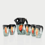 Vallauris Blue, Black and Orange Fruit Juice Service Set