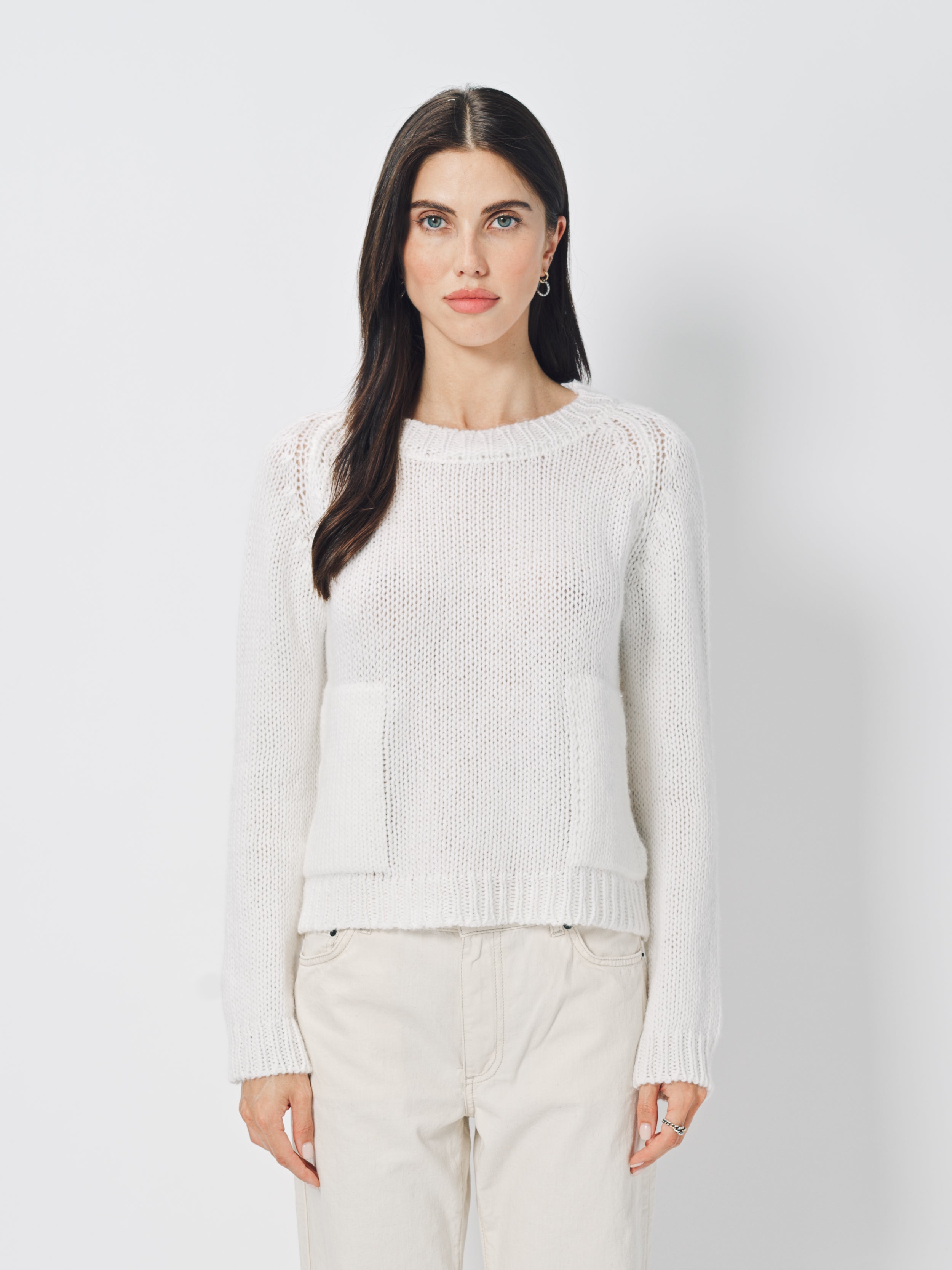 Private 0204 Cashmere Sweater with Pocket White / 1