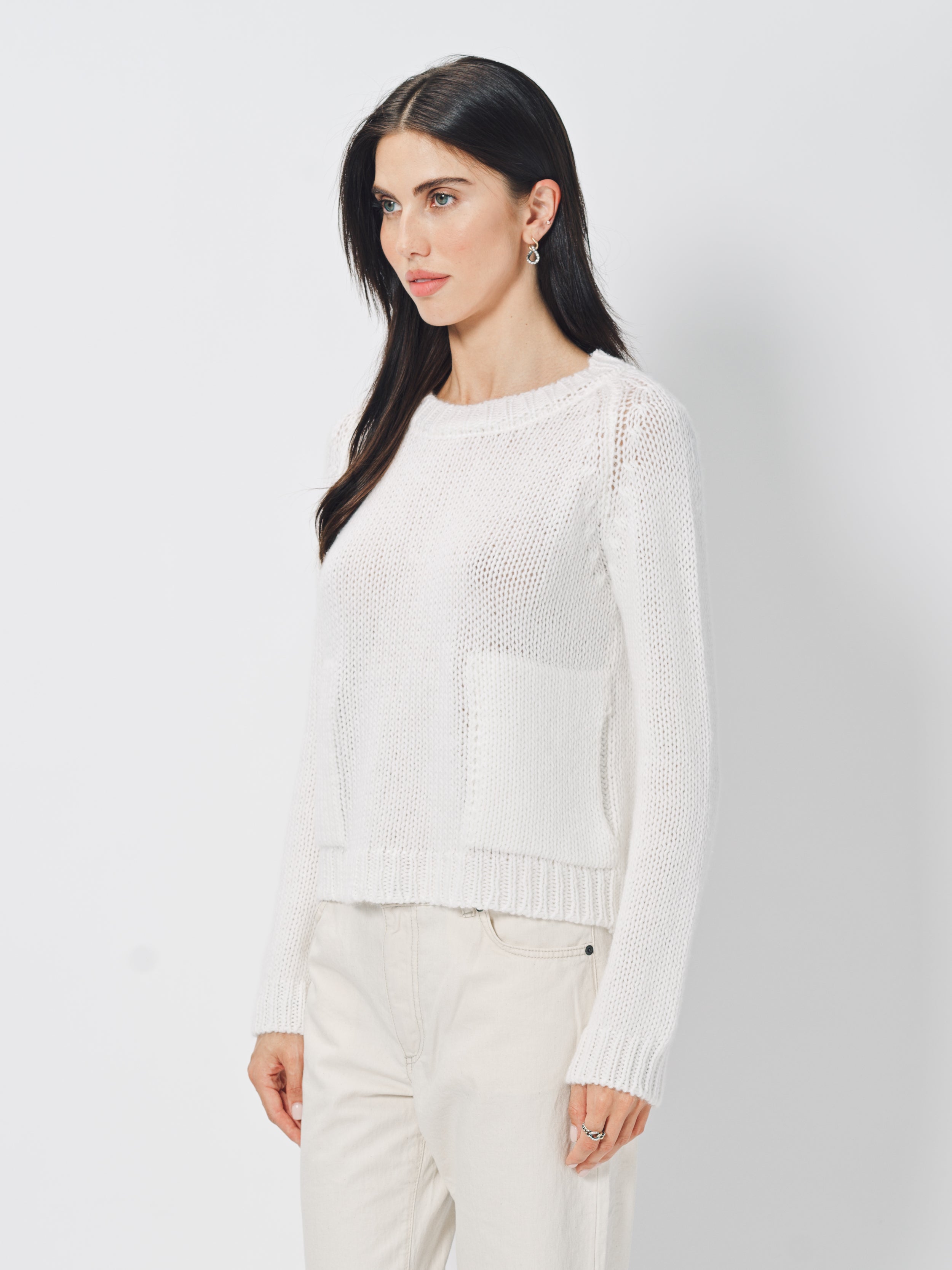 Private 0204 Cashmere Sweater with Pocket White / 1