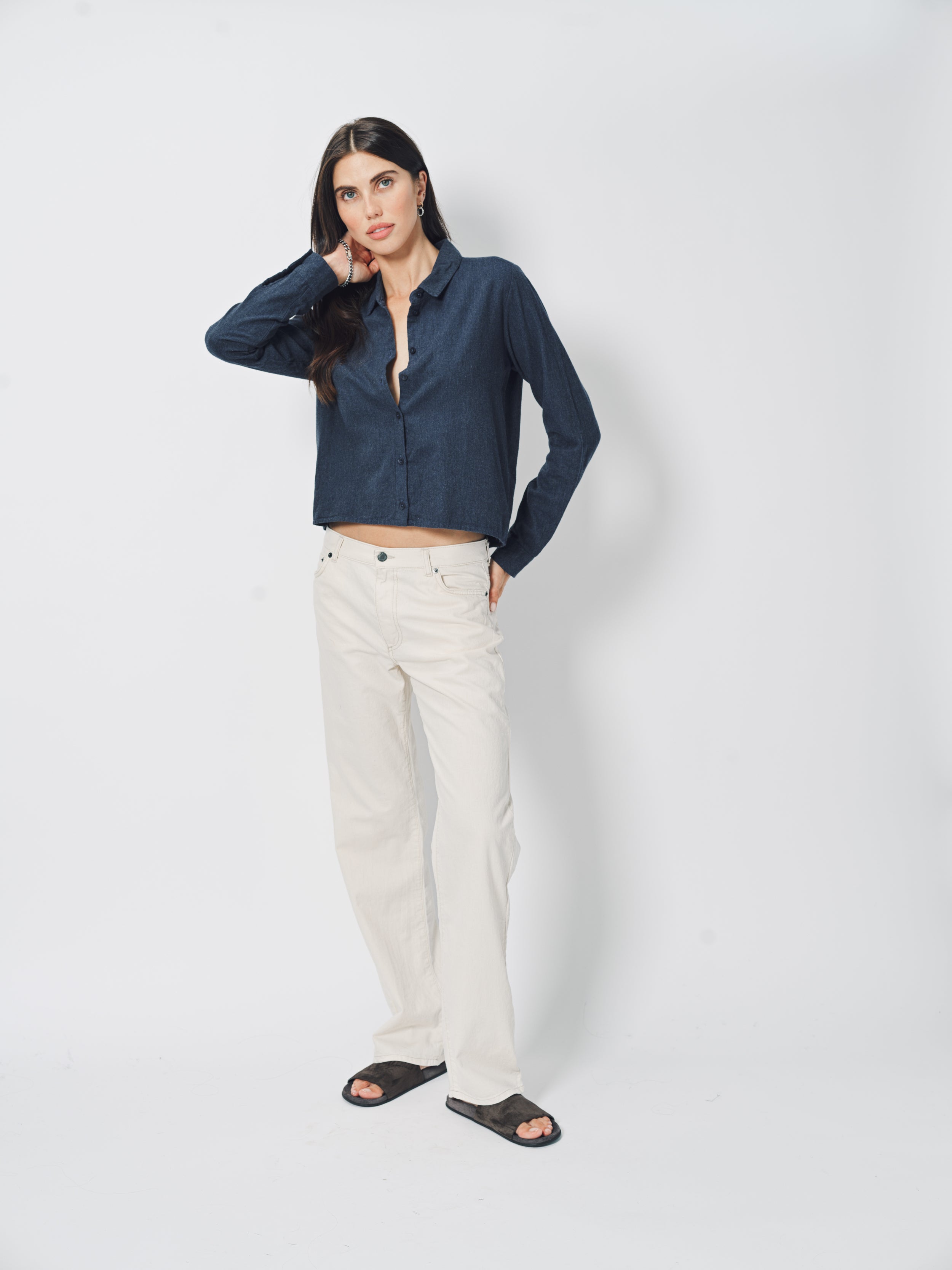 Private 0204 Brushed Cotton Shirt Ink / 1