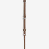 Open view of walnut clyde collar on white background, with no model shown.