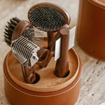Overhead view of Pansage grooming kit on stone background, with no model shown