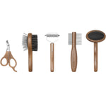 Front view of 5 kit accessory of Pansage Grooming kit on white background, with no model shown.