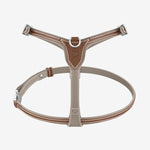 Front view of walnut petite harness on white background, with no model shown.