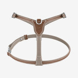 Front view of walnut petite harness on white background, with no model shown.