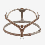 Back view of walnut petite harness on white background, with no model shown.