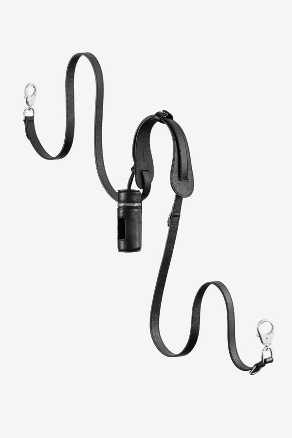 Front view of black tascher leash on white background, with no model shown.